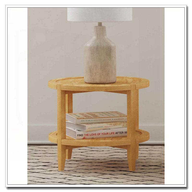 Isbell Maple Brown Round Solid Wood Side End Table