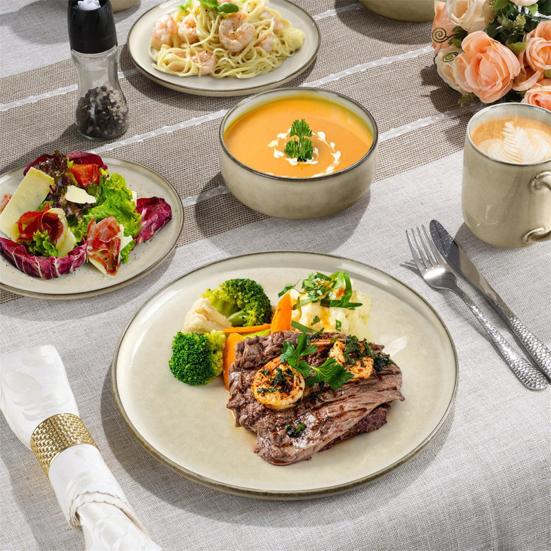 Piece Dinnerware Set - Service for 4, Desert Khaki