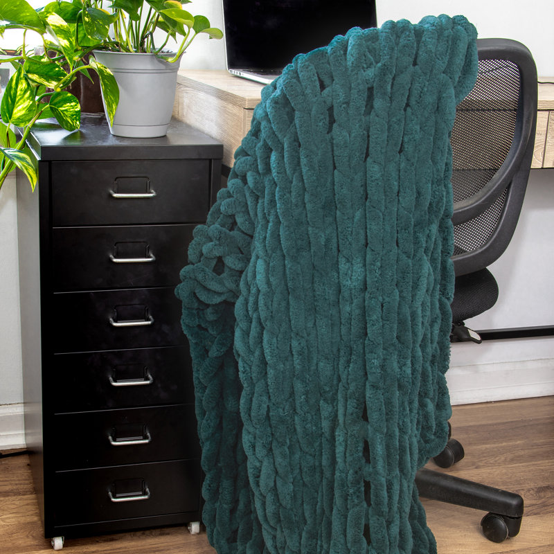 Jeté tricoté en chenille Donna, Paon