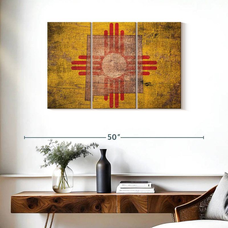 Borges State Map Over New Mexico Flag, 24" H x 38" W