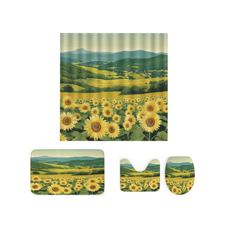 Ensemble de 4 tapis de salle de bain tournesol
