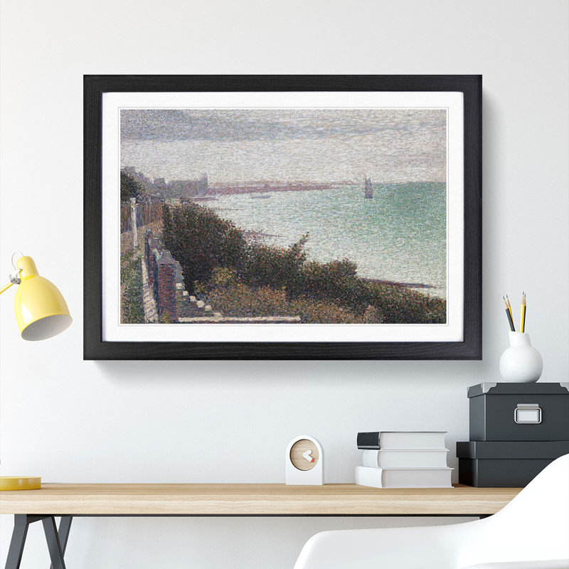 Coast Scene by Georges Seurat - Picture Frame Painting, Black Framed, 48cm H x 65cm W x 2cm D