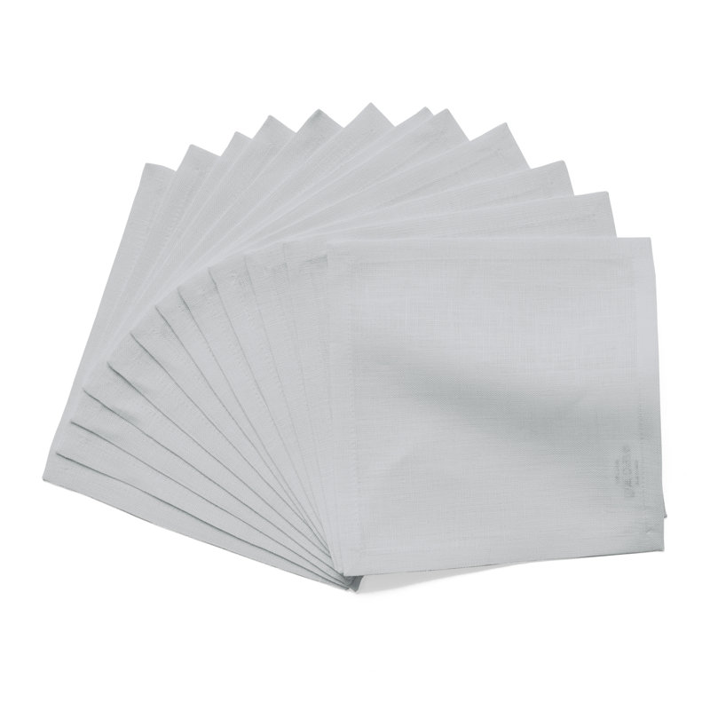 100% Pure Linen Cocktail Napkins - Fete, 6" x 6", Soft Grey