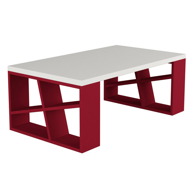 Aislin Versatile Coffee Table with Storage and Open Compartments, Burgundy