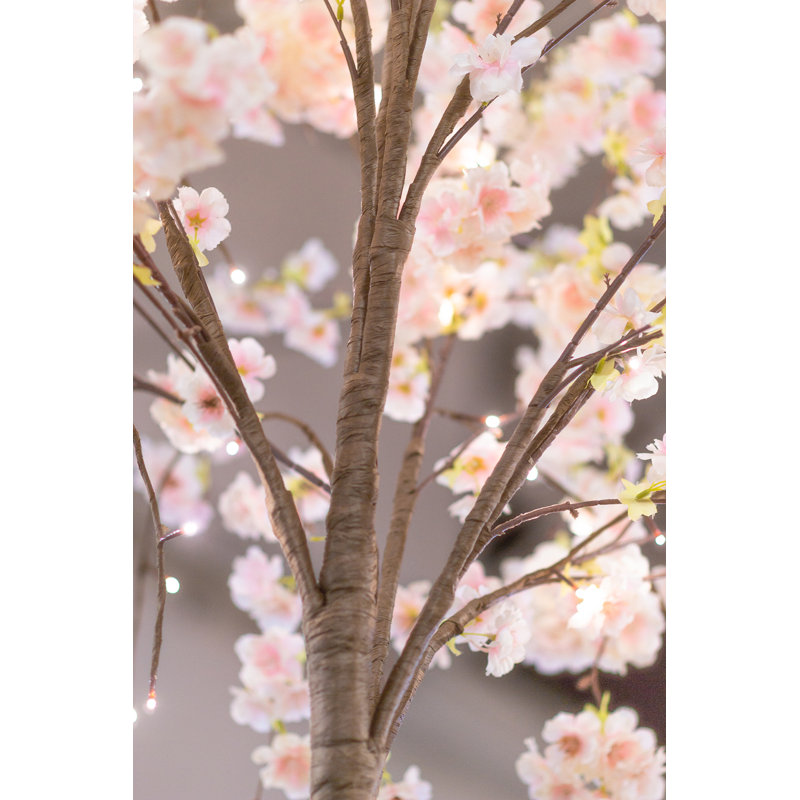 Cerisier en fleurs avec lumières DEL, H 70,86 po x l 35,4 po x P 35,4 po, Rose chaud