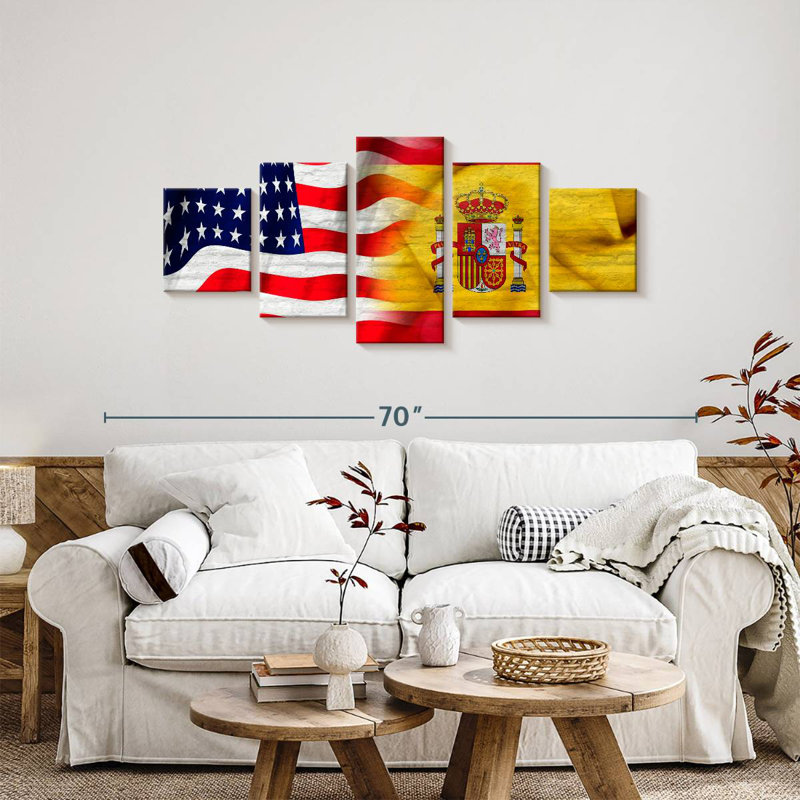 Drapeau de l'Espagne et des États-Unis, H 24 po x l 55 po