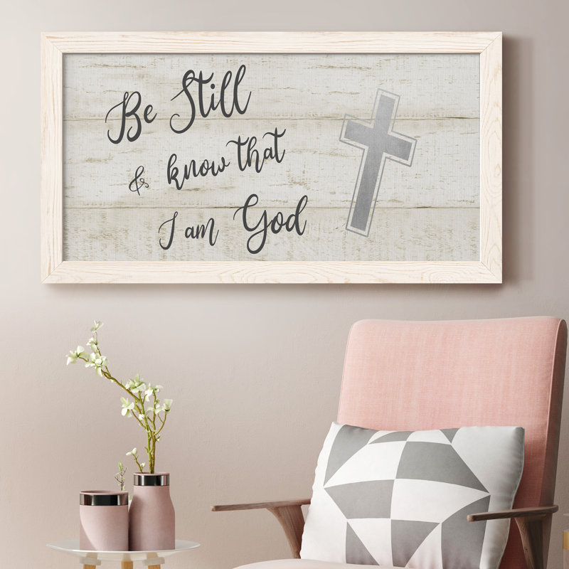 «Be Still Cross», art textuel sur toile, Blanc