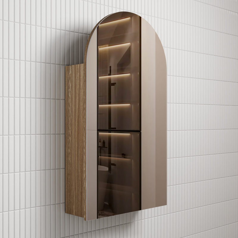 Armoire à pharmacie avec miroir Modern pré-assemblé, Chêne brun