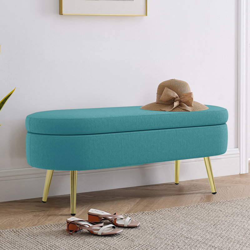 Banc de rangement rembourré en flanelle, Vert