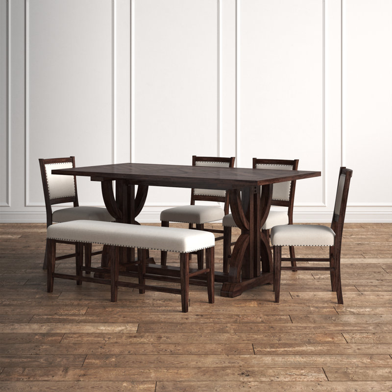 Audriaunna Extendable Solid Wood Top Trestle Dining Set, Oak