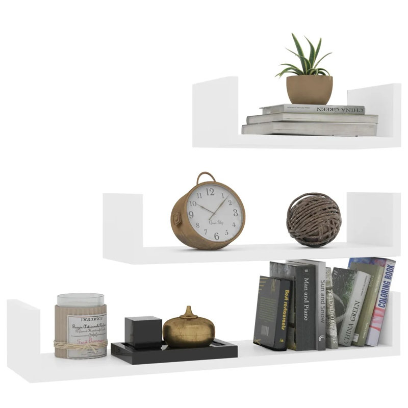 Abdulkadir 3 Piece Solid Wood Floating Shelf Set, 10cm H x 60cm W x 15cm D, White