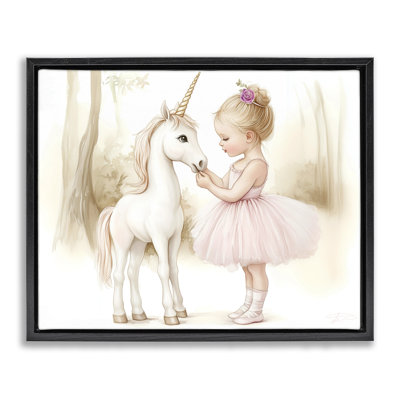 Cadre flottant Girl & Unicorn Friendship, design par Whimsical Wonders