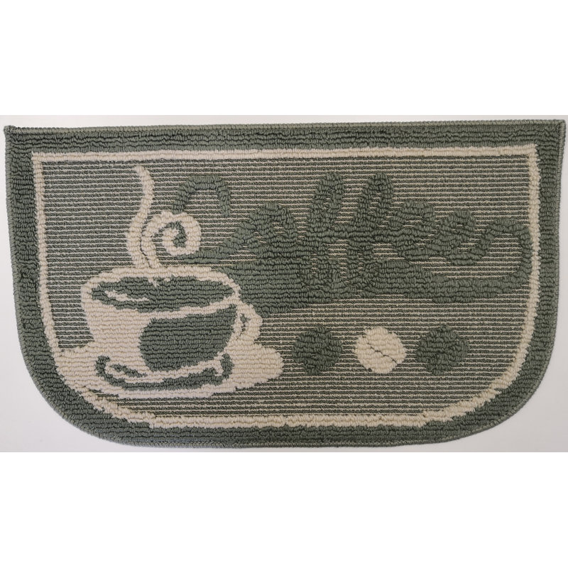 Tapis de cuisine doux antidérapant Foulton, Vert, Demi-cercle 18 po x 30 po