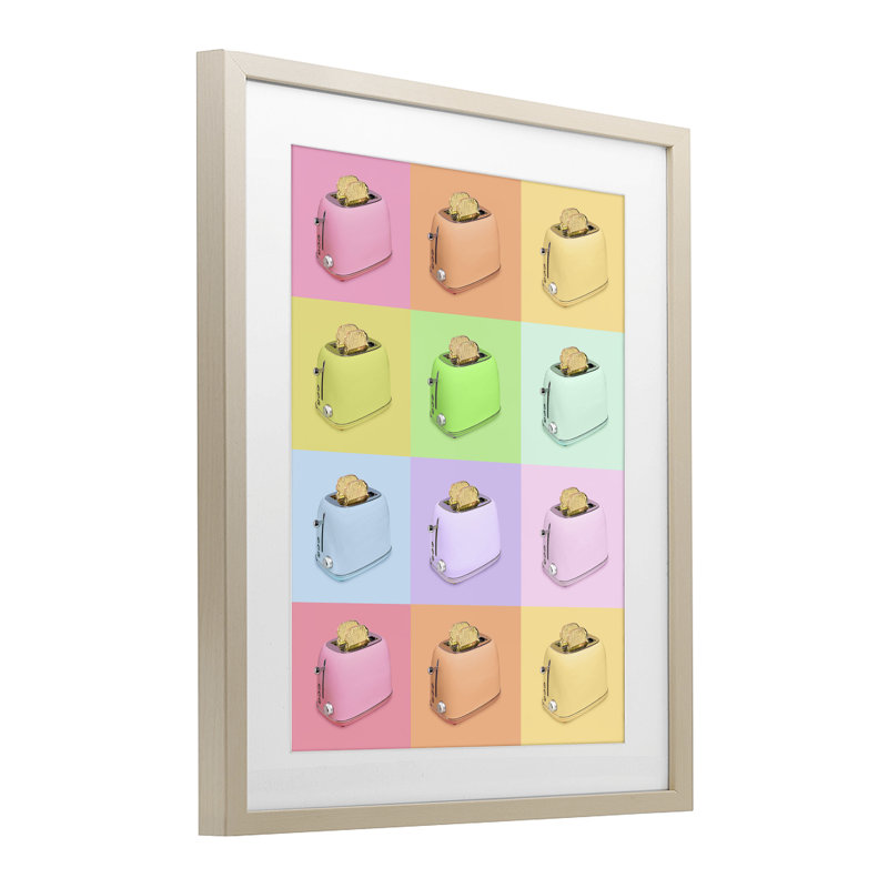 Impression encadrée sous verre Golden Disco Toaster Collage, design par Lish Creative, 16 x 13