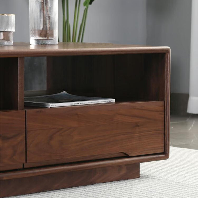 Table basse moderne moderne en bois massif avec rangement, H 15,7 po x L 47,2 po x l 23,6 po