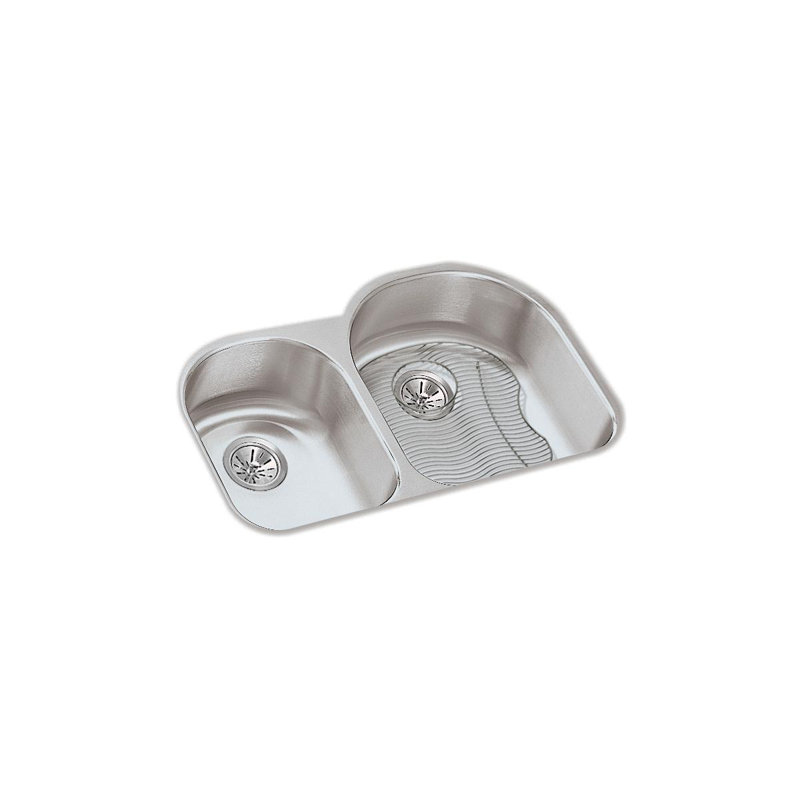 Évier de cuisine à double cuve encastrable L 31,25 po x l 20 po Lustertone, Gauche