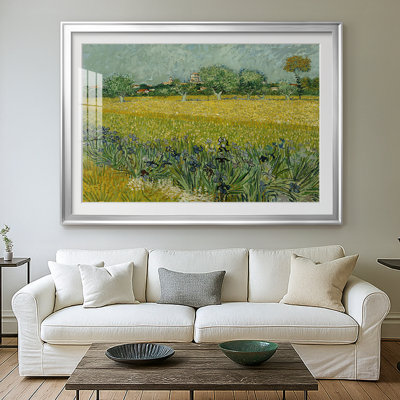 View of Arles with Irises in the Foreground-Vincent van Gogh-Framed Print with Mat and glass-1888