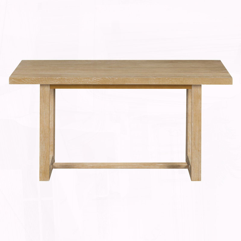 Ensemble de table de salle à manger 6 pièces avec base à tréteaux et détails sculptés (naturel)