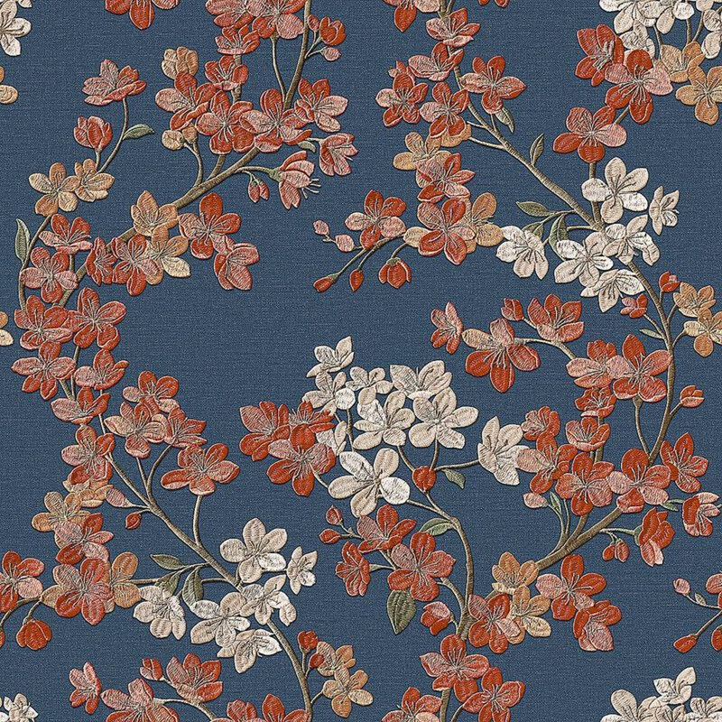 Rouleau de papier peint L 2,75 pi x l 21 po Porcelle, Bleu marine / bleu / rouge