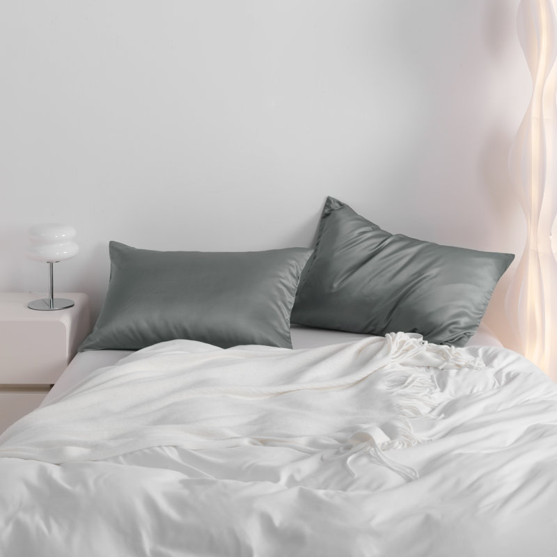 Taies d'oreiller en satin, taies d'oreiller à fermeture à glissière pour cheveux et peau - NTBAY, Très grand, Gris foncé