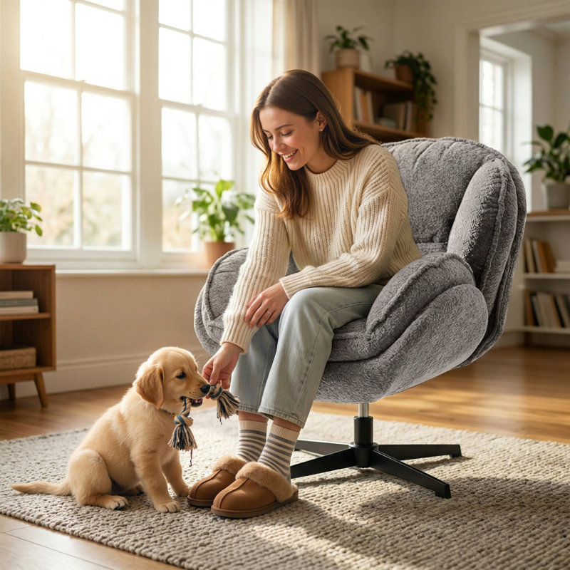 Upholstered Armchair, Grey