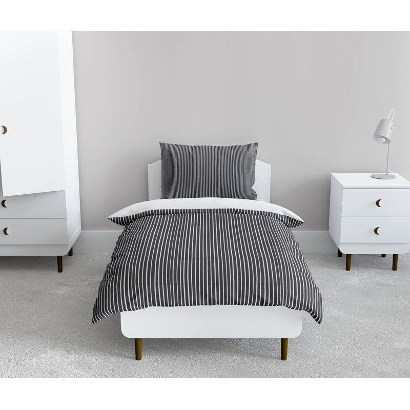 Random Stripes Comforter Set, Charcoal