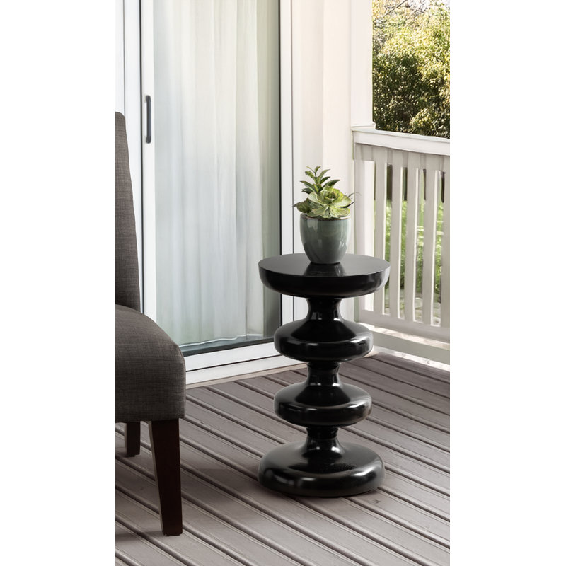 Table d'appoint ronde en métal Fondi, Noir