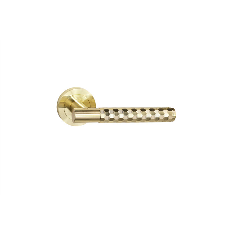 Golden Grace 5 Pair Knurled Hex Cut T-Bar Door Handle Antique Brass Finish with Spindle and Screws