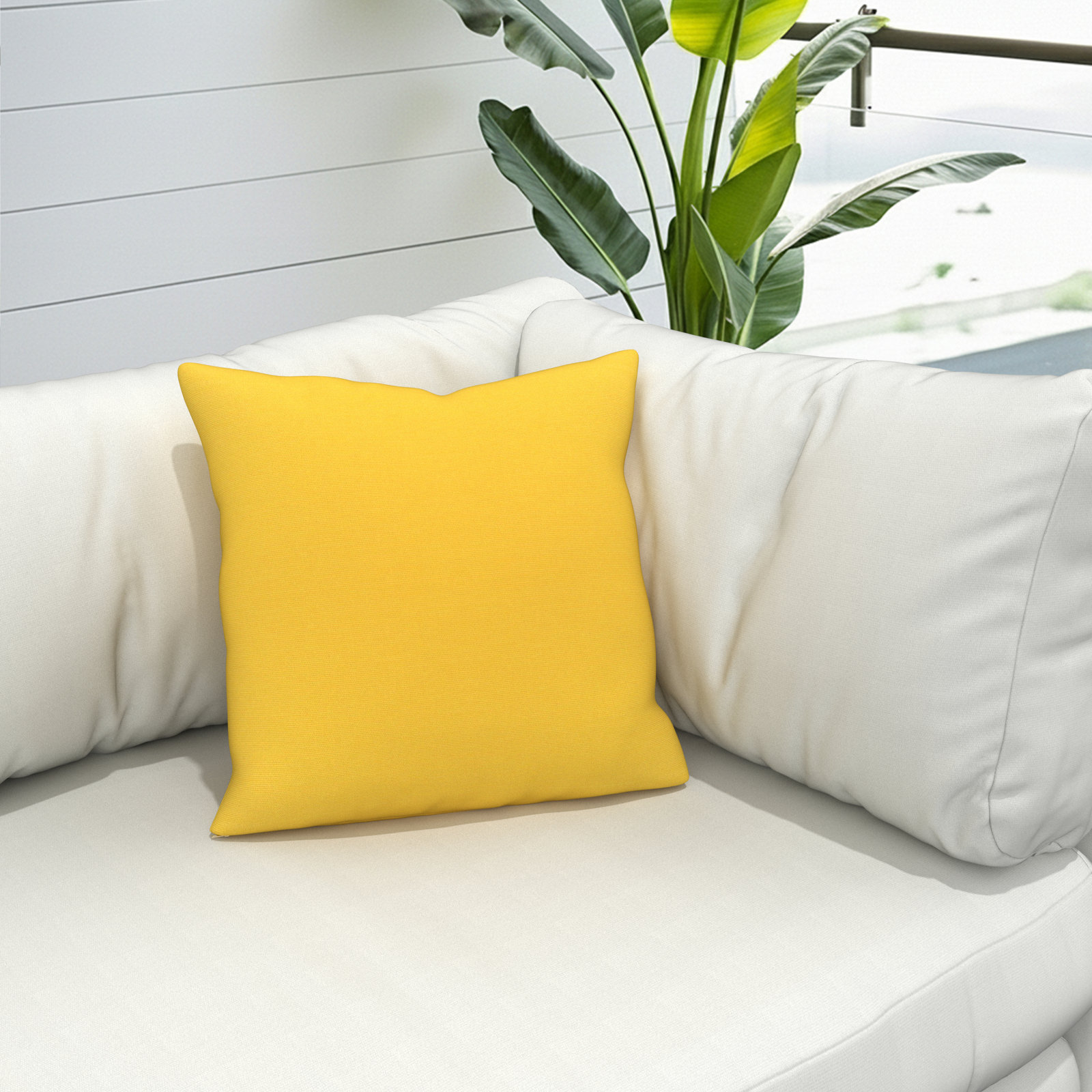 Indoor/Outdoor Throw Pillow, Square 18", Sunbrella Canvas Sunflower Yellow