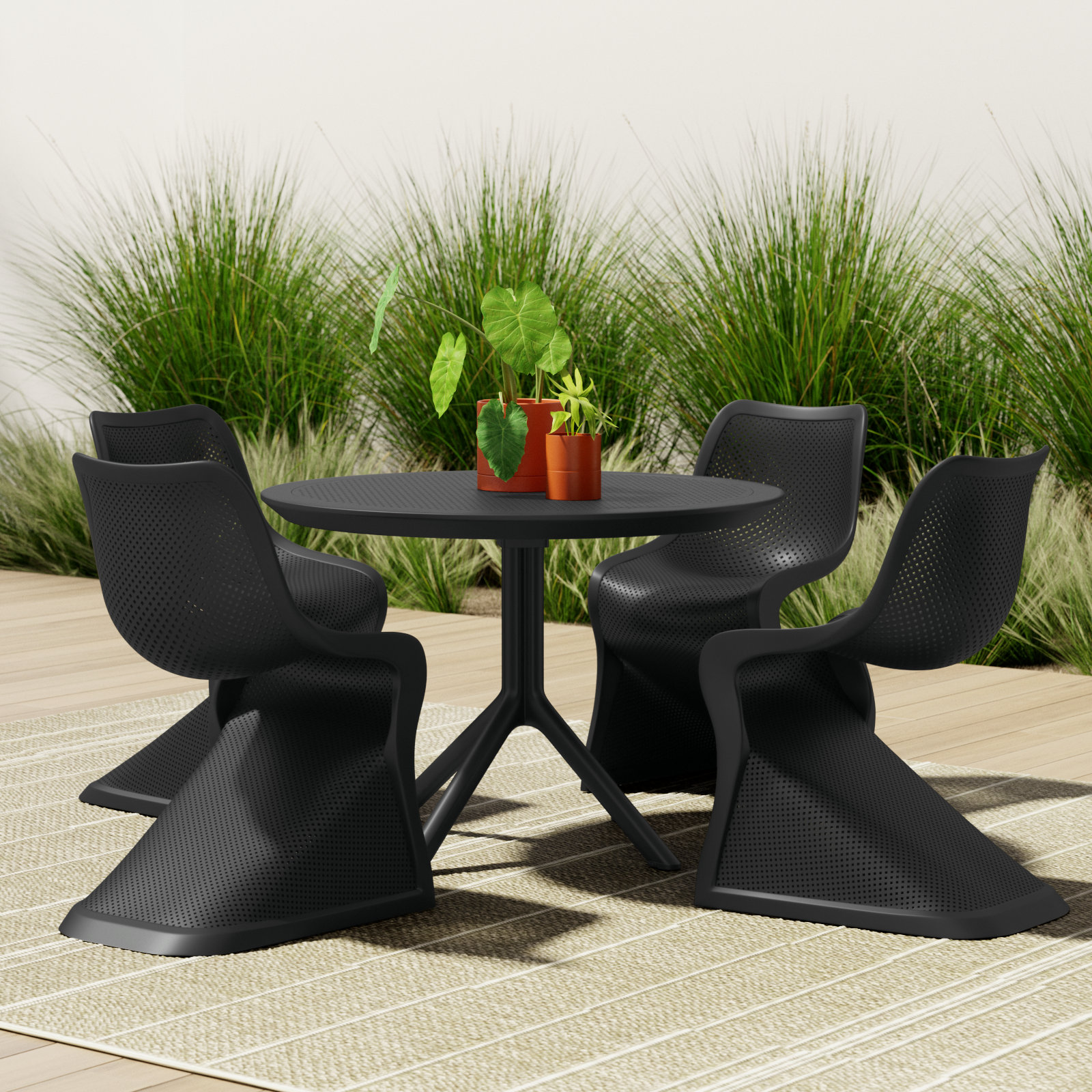 Nassau 41" Patio Dining Set, Black