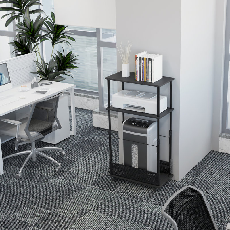 26.4'' W Cart Mobile Printer Stand with Shelves