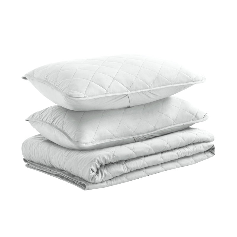 Wayfair Basics® Microfiber Reversible Diamond Quilt Set, King/Cal. King Quilt + 2 King Shams, White