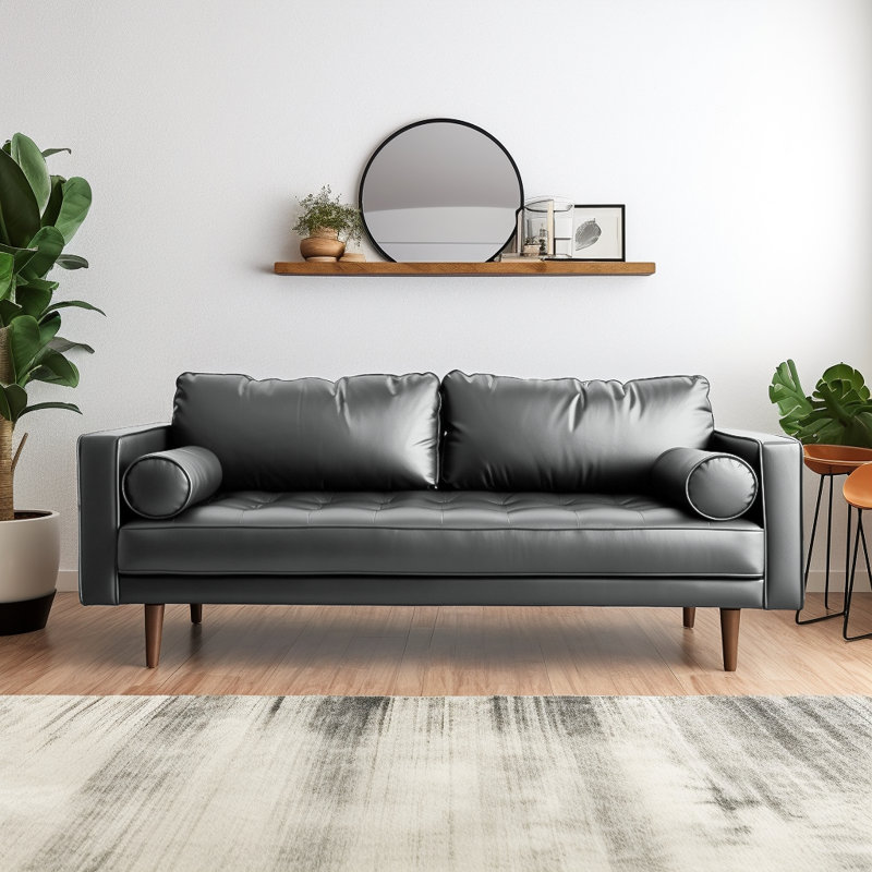 Arrindell 70'' Faux Leather Sofa, Gray