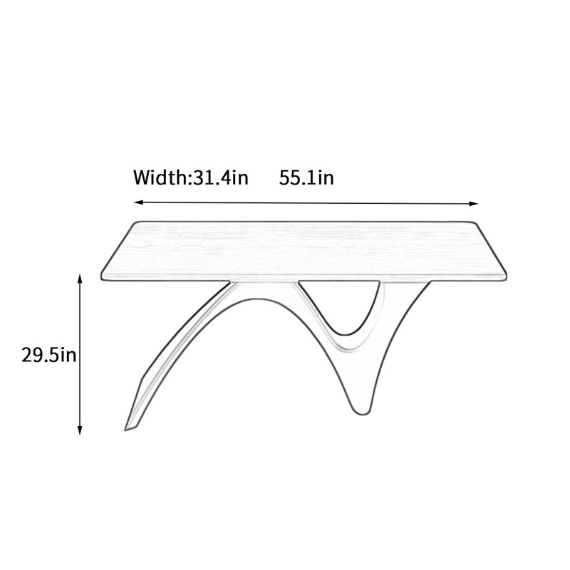 Retro solid wood rectangular creative dining table, 29.5"H x 55.1"L x 31.4"W