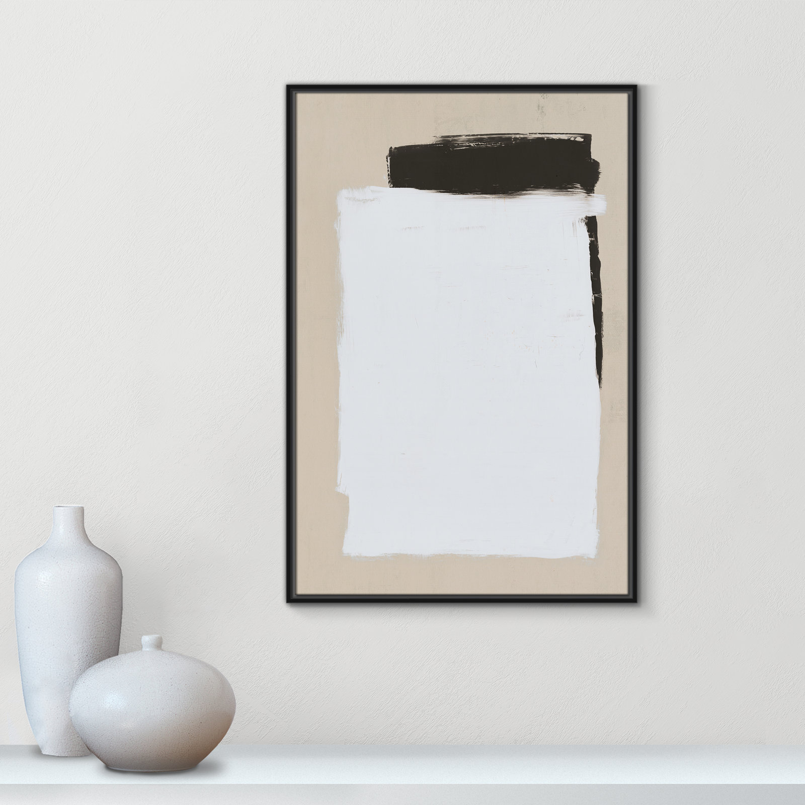 Two Mirrors, Framed Canvas, 37.5" H x 25.5" W, Black