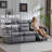 Shugar 87‘’ W 3-Seat Pillow Top Arm Gray Faux Leather Recliner Sofa With Storage-1326168934