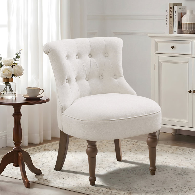 Distin Tufted Chenille Side Chair, Beige