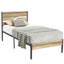 Structure de lit simple Kempst avec tête et pied de lit en bois, lit plateforme noir industriel avec rangement sous le lit, sommier à lattes robustes, aucun sommier requis, silencieux, assemblage facile-1772154919-1878432381