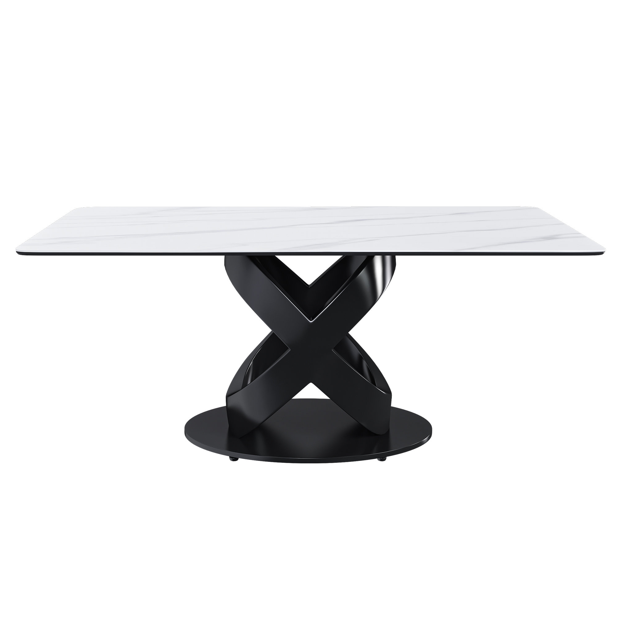 Orren Ellis 71" Rectangular Dining Table With Sintered Stone Top And ...
