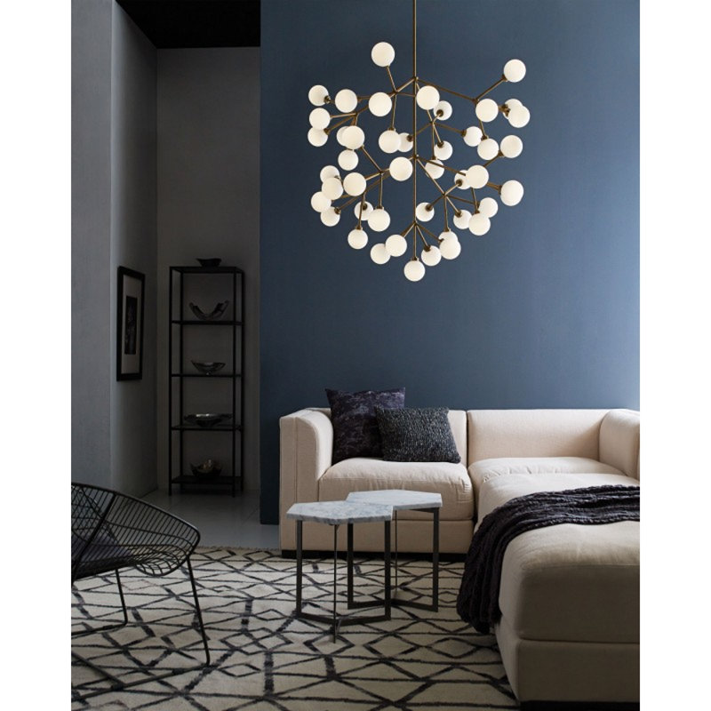 Light Dimmable Pendant Mara Chandelier, Antique Gold, 35" H x 80" W x 20" D, Clear