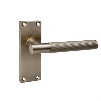 Golden Grace 4 Pairs Victorian T-Bar Linear Design Internal Door Handle on Backplate Antique Brass with 2.5" Latch & Hinges - 120mm x 40mm