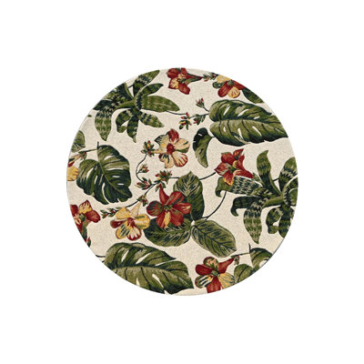 Tapis vert / rouge en laine touffeté à la main Alwina