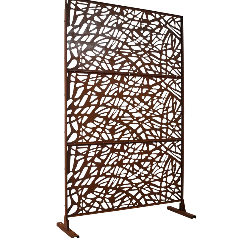 Écran d'intimité en métal rouille - H 76 po autoportant pour patio, terrasse, balcon, couverture de barrière intérieure