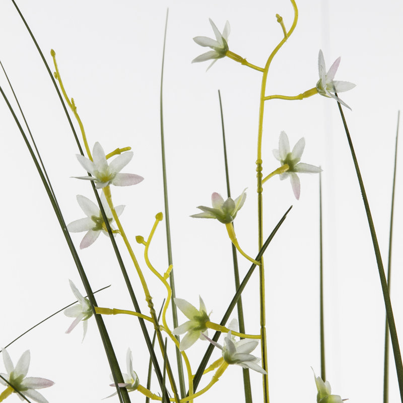 Faux Foliage Grass Plant in Cement Pot, 130cm H x 45cm W x 45cm D