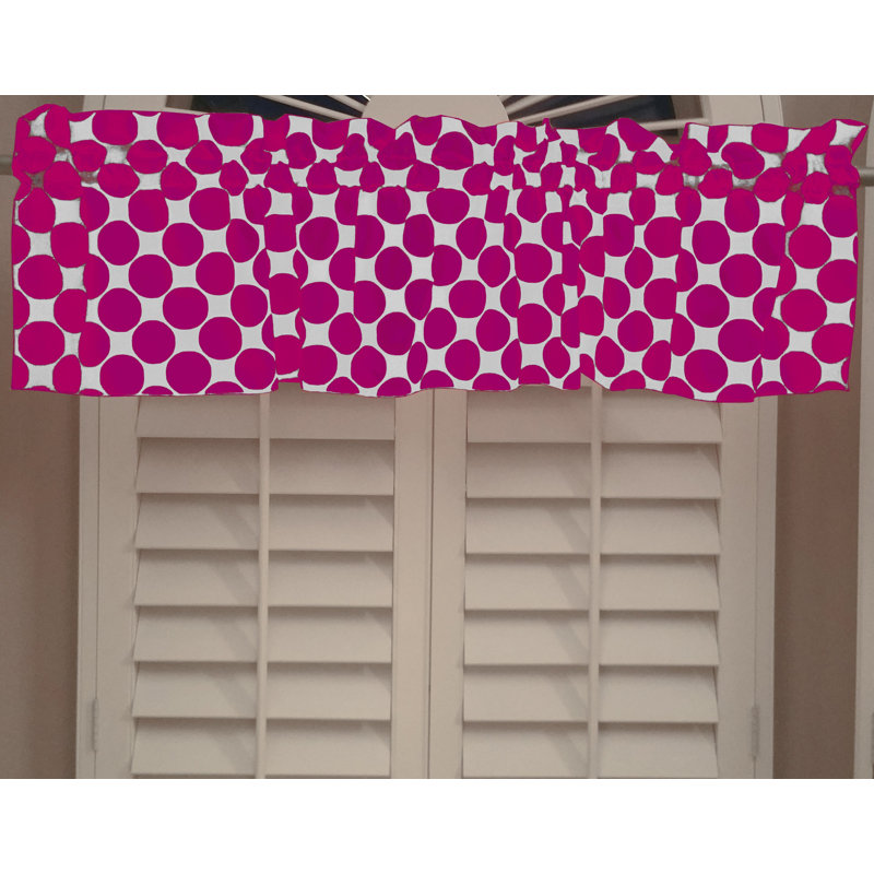 Cantonnière à large cercle à pois, L 58 po x L 18 po, Fuchsia / Blanc