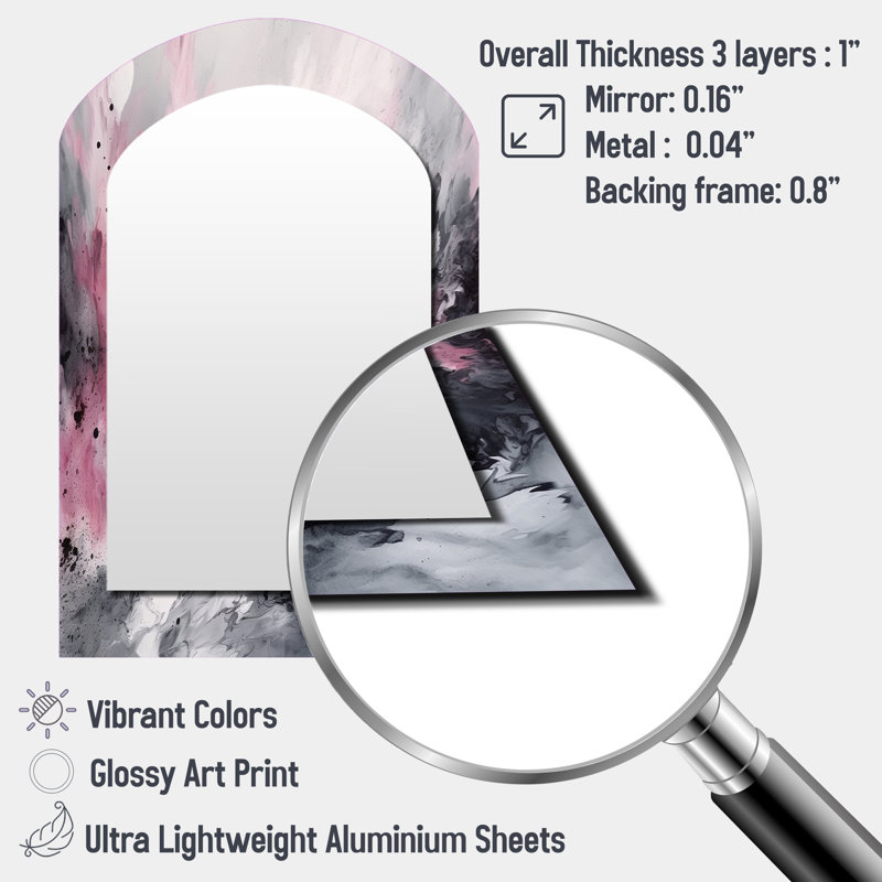 Miroir mural Evolving In Pink Grey, 34 po x 25 po