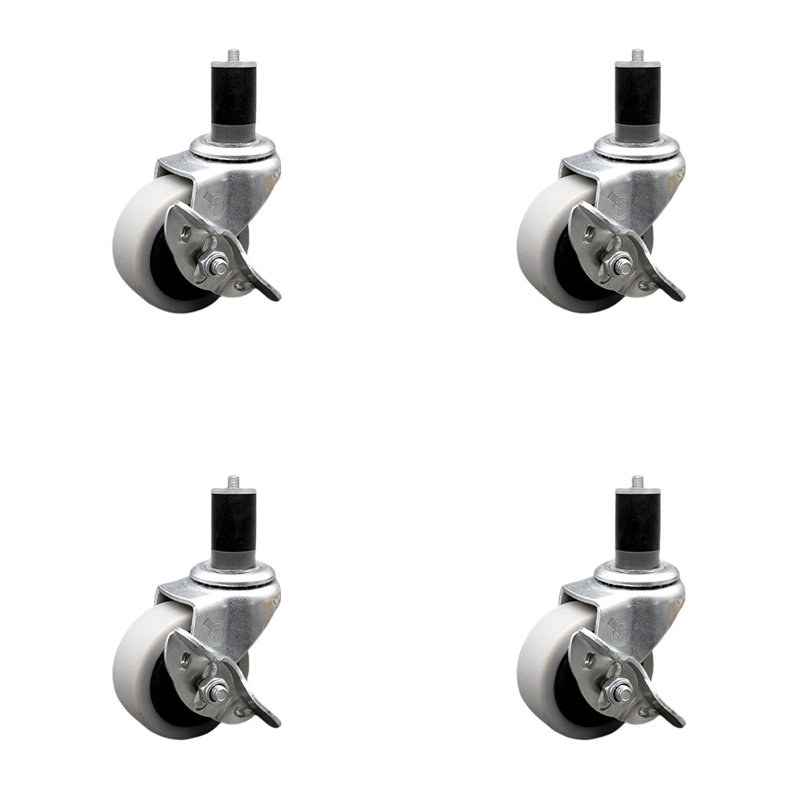 Ensemble de 4 roulettes extensibles avec freins de 1 pouce 5/8 pouces avec freins 2 / SCC-EX05S210-TPRS-SLB-158-4