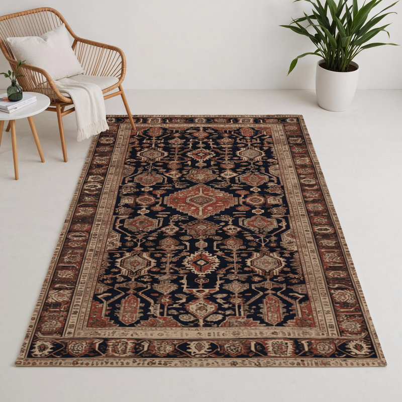 Tapis d'intérieur et d'extérieur brun Persian, Rectangle 5 pi x 7 pi