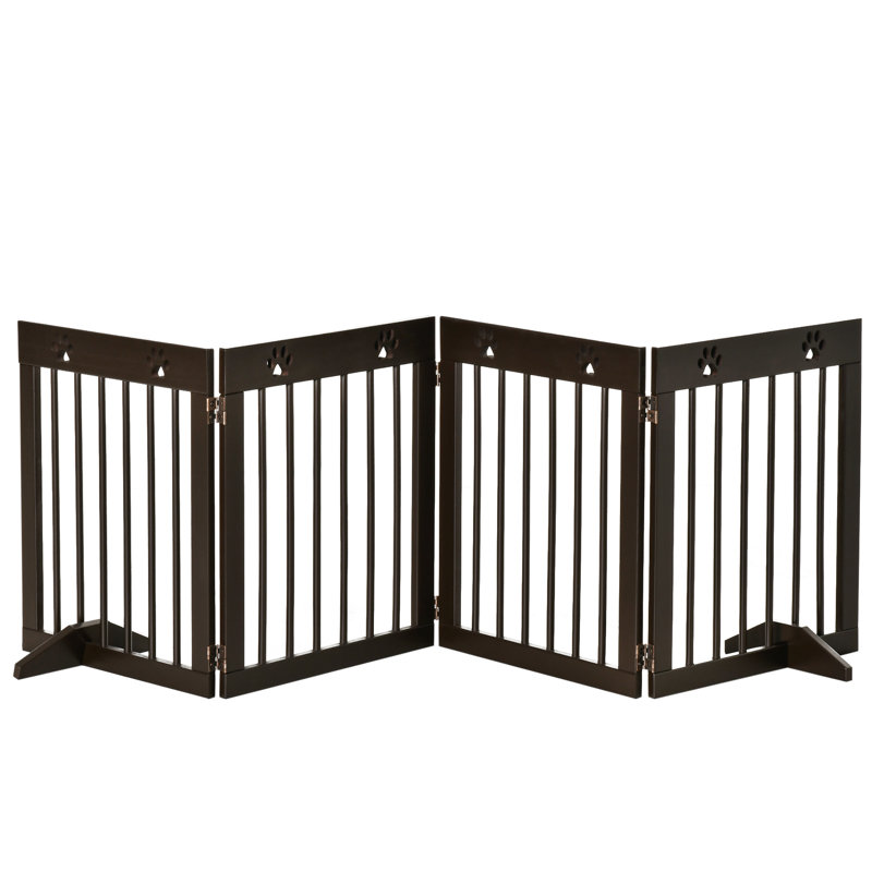 Martinez Wood Free Standing Pet Gate, Dark Wood