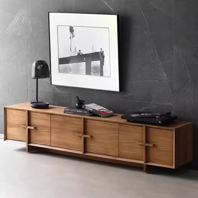 Wabi-sabi style solid wood TV cabinet